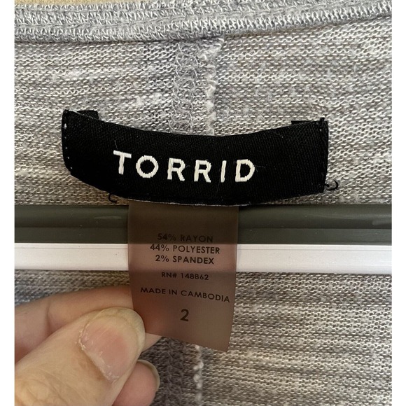 TORRID Womens Gray Ombre Long Sleeve Shark Bite Tunic Top Shirt Size 2 (18/20) - Picture 2 of 4